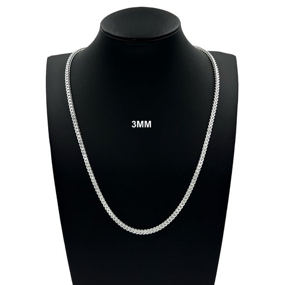 Real 925 SOLID Sterling Silver 3mm Franco Link Chain Necklace 16" inch - Picture 1 of 6